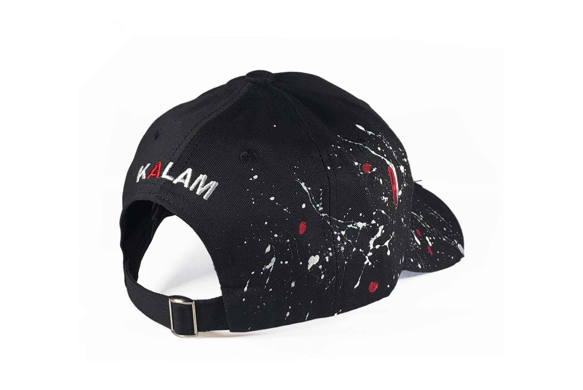 Casquette Kalam Clothing noir Chin avec projection de peinture vu arrière