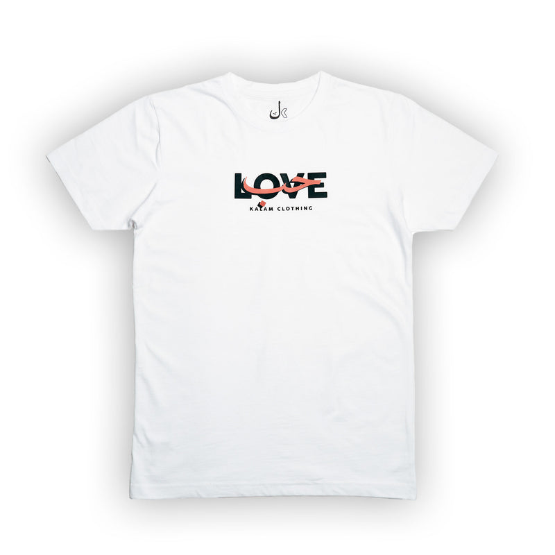 T-shirt arabe blanc amour écrit en arabe houb de la marque kalam clothing